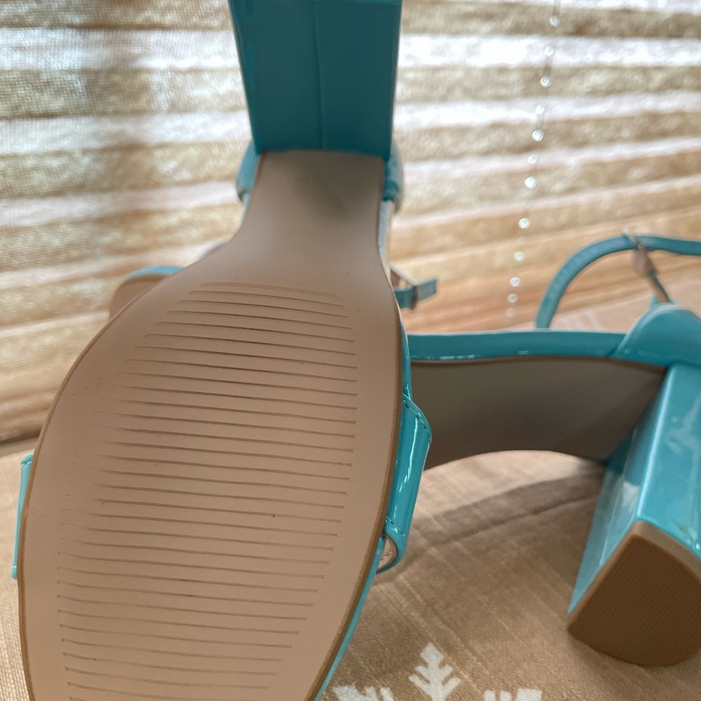 Delicious Aqua Ankle Strap Heels - Picture 5 of 5